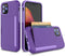 iPhone 12/12 Pro Case with Card Holder, Credit Card Slot Protective Wallet Cover Case - Purple