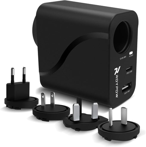 RoyPow AC to DC Converter, 110V/120V to 12V, 36W USB C Charger with 3-Ports Wall Charger for iPhone, iPad