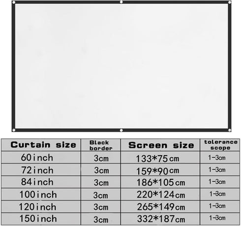 Zornaveli 4K 60"|72"|84"|100"|120"|150" Outdoor(Size:72 INCH) Projector Screen, HD Home Movie Projection Screen