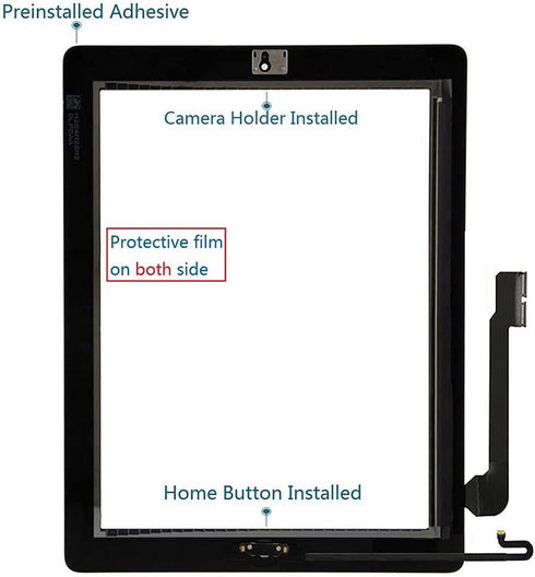 Touch Screen Digitizer Replacement for White iPad 4 4th Generation A1458 A1459 A1460 Repair Kit with Frame Bezel