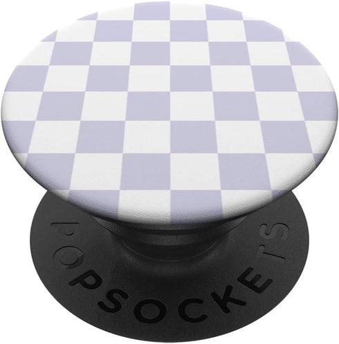 Cute Pastel Lavender Checker Pattern Design on White PopSockets Standard PopGrip