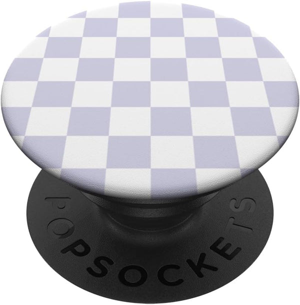 Cute Pastel Lavender Checker Pattern Design on White PopSockets Standard PopGrip