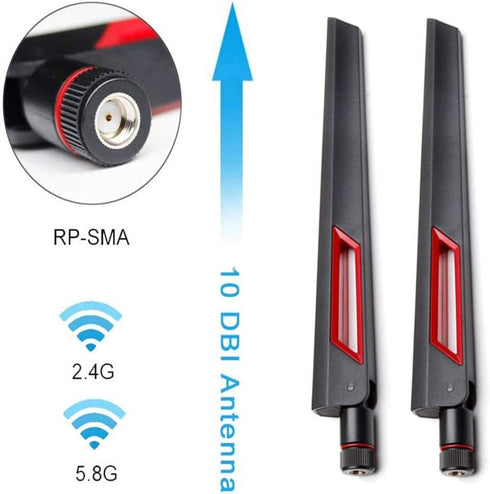 QYAJS 2.4GHz 5.8GHz 10 WiFi Antenna Dual Band DBI RP-SMA Router for PCI-E WiFi Network Card USB Wireless Adapter