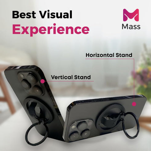 Mass 2.0 Limber Grip Magnetic Phone Stand, Vertical & Horizontal Holder, Ergonomic Comfortable Grip, Slim Titanium