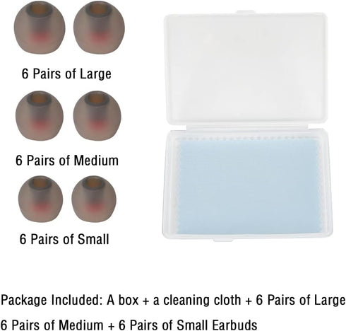 Replacement Earbud Tips Silicone Ear Tips for in- Ear Headphones Eartips Tips (Inner Hole from 3.8mm-5.5mm Earphones) Earbud Replacement Tips Earbuds Cap 18 Pairs S M L