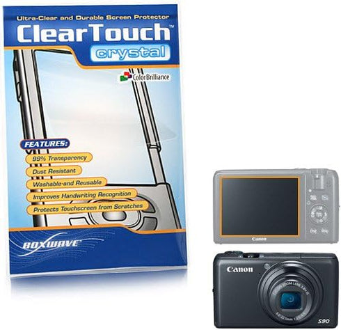 BoxWave Screen Protector for Canon PowerShot S90 - ClearTouch Crystal, HD Film Skin to Shield Against Scratches