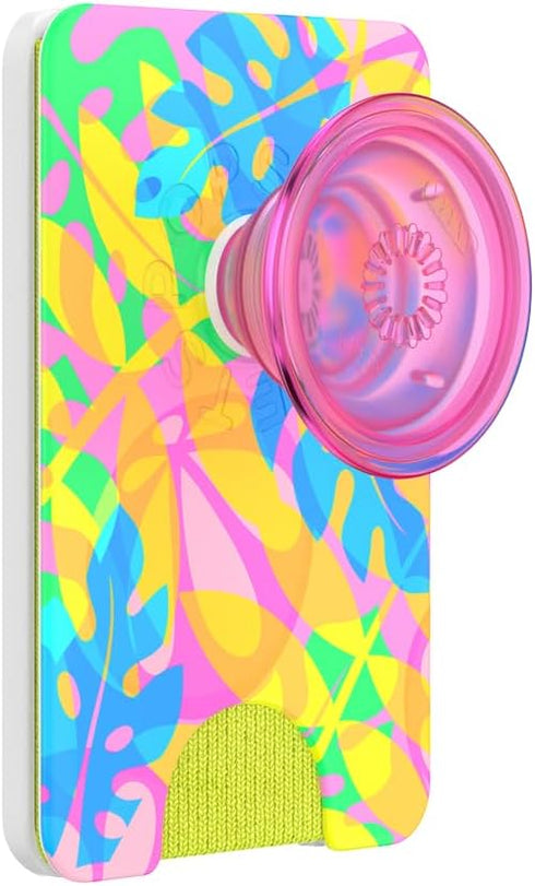 PopSockets Phone Wallet - Boca Palm, Expanding Grip, Adapter Ring for MagSafe, Wireless Charging Compatible