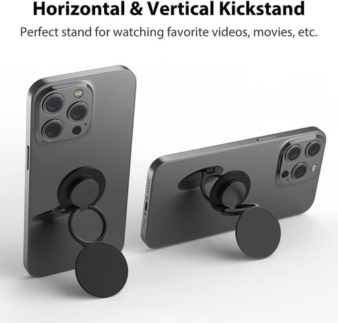 Phone Grip, 360° Rotation & Adjustable Metal Ring Holder, Works with Magnetic Car Mount for iPhone & Samsung