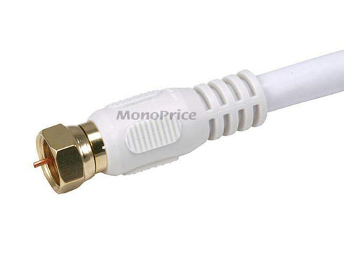 Monoprice 104057 RG6 Quad Shield CL2 Coaxial Cable, 3ft, White, with F Type Connector