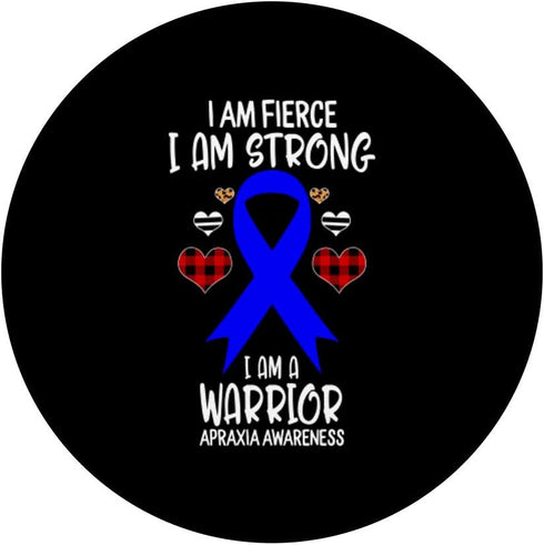 Apraxia Awareness Ribbon I Am Fierce Strong Warrior, Leopard PopSockets Swappable PopGrip