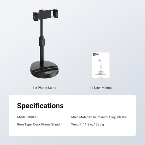 NEEWER 360 90 DS030 ENTRY LEVEL VERSION Cell Phone Stand for Desk, Adjustable Office Bed Table Phone Holder Mount