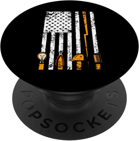 American Flag Electrician Tool PopSockets Swappable PopGrip for Father's Day Construction