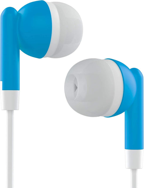 Maeline Bulk Earbuds, 100 Pack with 3.5 mm Headphone Plug - Blue