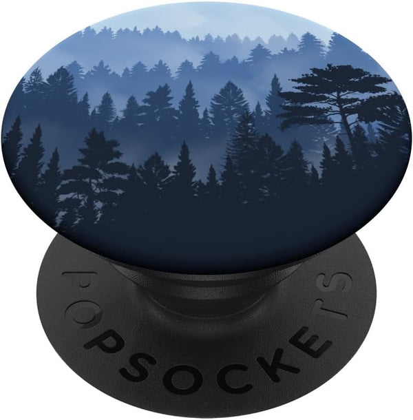 Pine Trees Mountain Scene Teal Black Forest Design - PopSockets Standard PopGrip