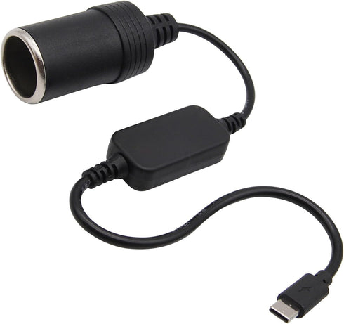 USB C Male to 12V Adapter, USB to Car Cigarette Lighter Socket Converter Cable for Car Driving Recorder, GPS, E-Dog and