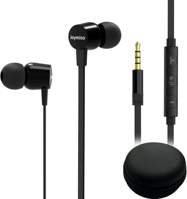 Joymiso Tangle Free Earbuds for Kids Women Small Ears with Case, Comfortable Lightweight in Ear Headphones, Flat Cable