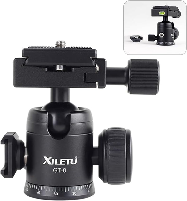 XILETU Tripod Ball Head 360 Panoramic Metal with Arca Type Quick Release Plate,
