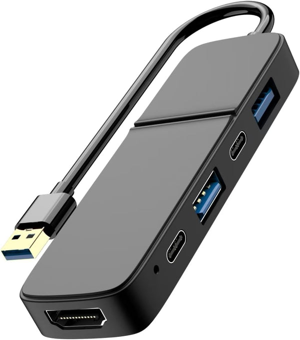 FAWETTY USB Hub 5 in 1 Multiport Adapter 1* HDMI, 2*Type C Data