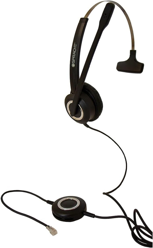 Spracht Zum RJ9 Single Ear Wired Headset for Desktop Phones, Universal Telephone Headsets for Office