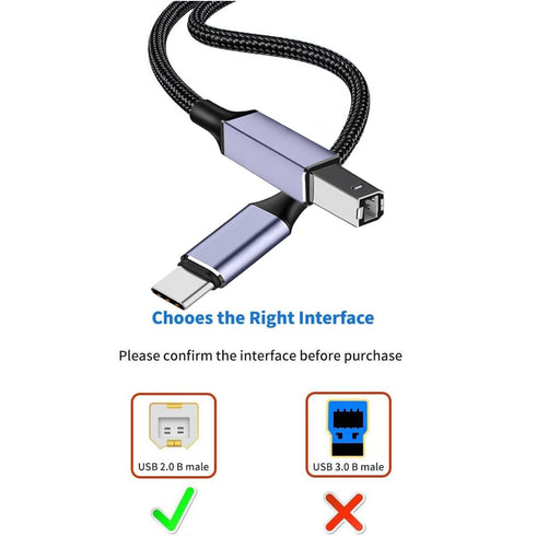 Generic 3ft,USB USB C Printer Cable B to USB C Cable Compatible with MIDI, Piano, MacBook Pro, iPad Pro, HP Canon