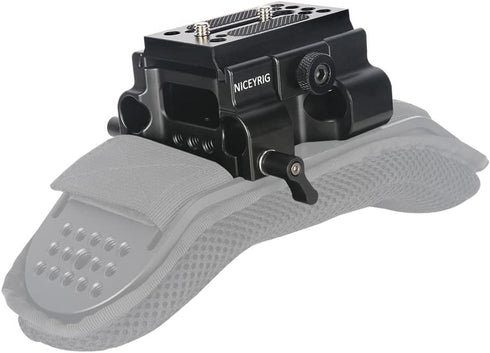 NICEYRIG Quick Release 15mm Rod Base Plate for Manfrotto 500/501/577/701, 2-in-1 Tripod Baseplate