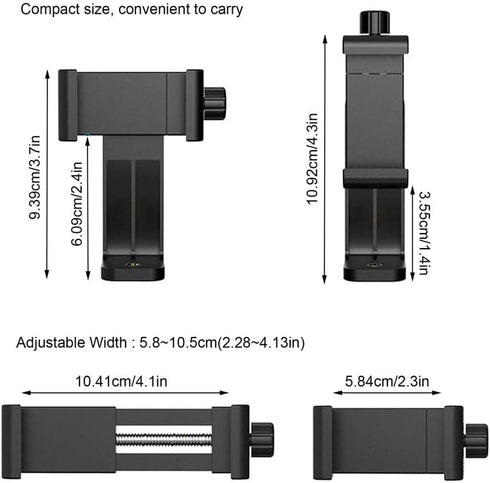 Reflex Camera 1/4" 58-105mm Universal Smartphone Clamp Holder Adapter, Screw Mount Adjustable Phone Mount for Tripods