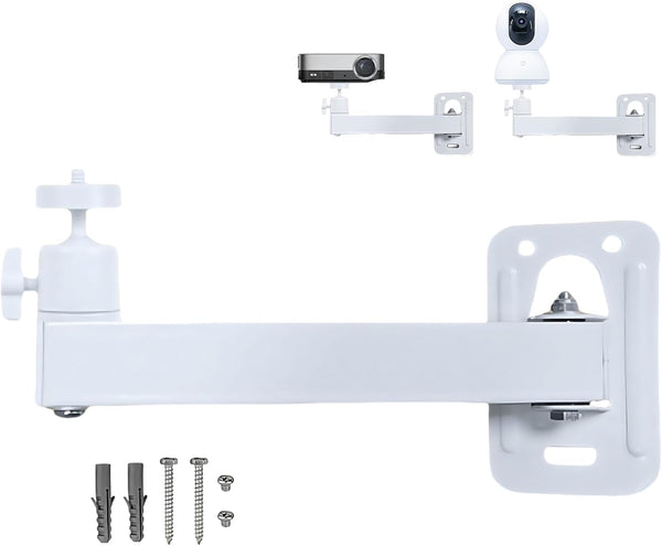 Foldable Projector Wall Mount | White Heavy-Duty | 1/4" Screw | 360