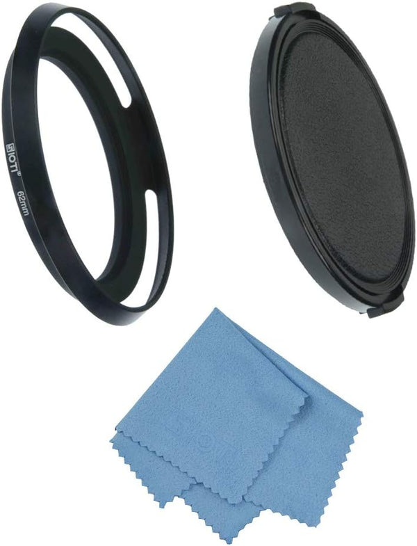 SIOTI 62mm Lens Hood, Aluminum Material, Compatible with All Camera Lens S/C/N/F/O/P, Matte Treatment