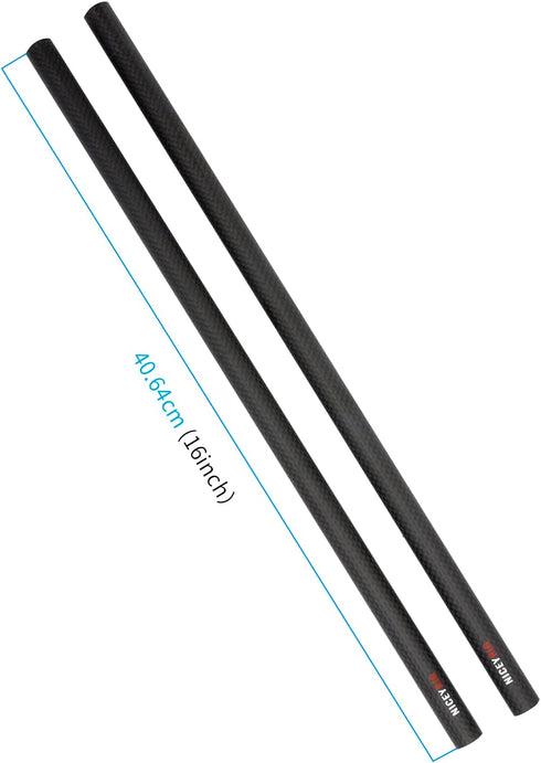 NICEYRIG 15mm Rod 16'' Carbon Fiber Camera Rails for Heavier Shoulder Mount Rig, Follow Focus, Max Payload 222lb - 555