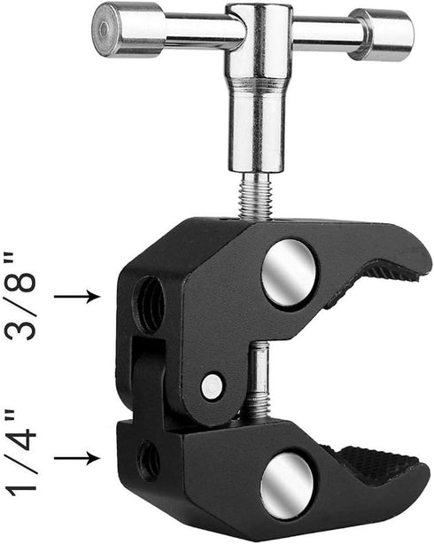 SLOW DOLPHIN Photography Super Clamp with 1/4'' and 3/8'' Thread Clip for DSLR, Lights, Umbrellas, 2PCS