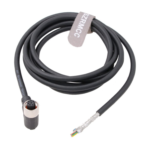 M12 A Code Right Angle 8 Pin Female to Open Shielded Industrial Aviation Sensor Cable for Automation Control 2m