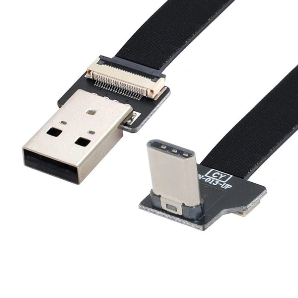 chenyang USB C Flat Cable USB 2.0 Male to USB C Male 90 Degree Angled Ribbon Flex Extension Cable Adapter 0.5M