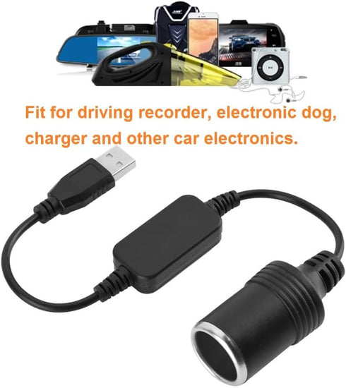 USB A Male to 12V Car Cigarette Lighter Socket Female Power Converter, USB to Cigarette Lighter Converter