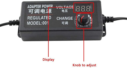 3-24V 2A Adjustable AC/DC Power Adapter, Multi Voltage Power Supply for Household Electronics, 5.5 x 2.5mm US Plug