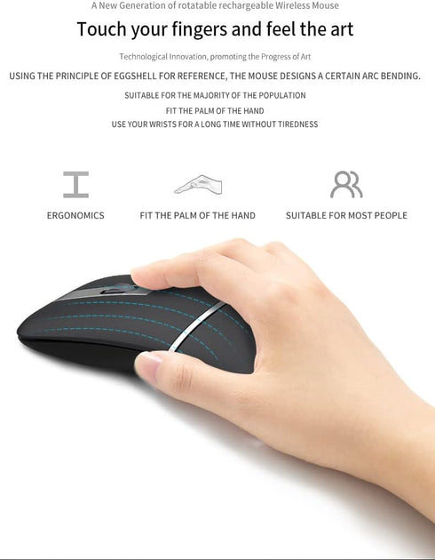 Foldable Arc Wireless Mouse with USB Receiver, Bluetooth 2.4GHz Dual-Mode, Silent Click, Portable Curved Mouse for PC