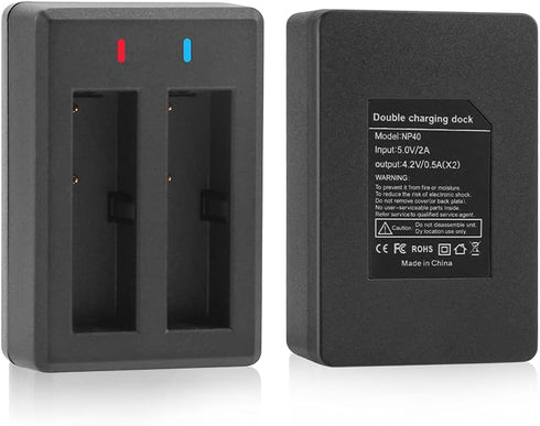 NP-40 Battery Pack, 1500mAh Rechargeable Battery (3-Pack) with USB Dual Charger for Casio NP-40 Camcorders