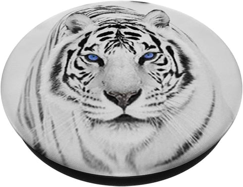 White Tiger Blue Eyes Cute Big Wild Cat Animal Gift Idea PopSockets PopGrip for Phones and Tablets
