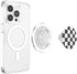 White and Gray Checkerboard Pattern Checkered PopSockets PopGrip for MagSafe
