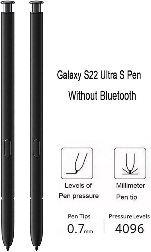 2 Pcs Galaxy S22 Ultra S Pen Replacement for Samsung Galaxy S22 Ultra 5G Stylus Pen, Black