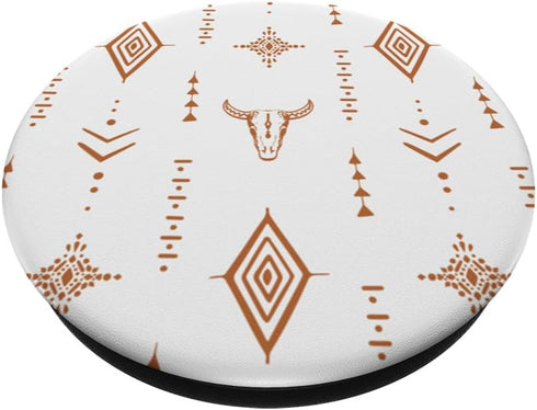 Western Boho Bull Skull Pattern Aztec PopSockets Standard PopGrip
