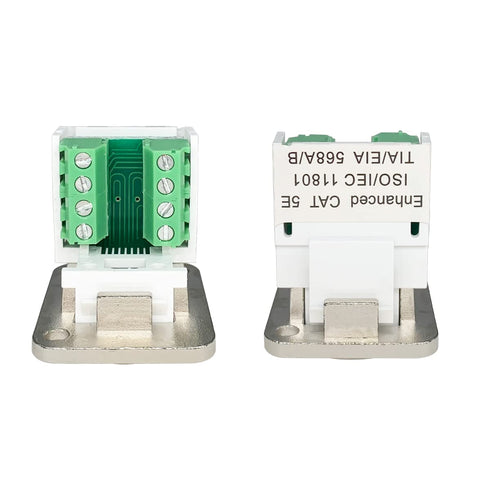 5PCS RJ45 Panel Mount Screw Terminal Adapter, D-Type RJ45 Female Solderless Terminal Cat5E Ethernet Extender