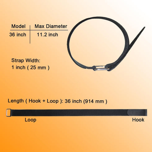 36 inch Cable Strap with Buckle, 16 PACK Hook and Loop Fastening Straps, Adjustable Nylon Securing Strap
