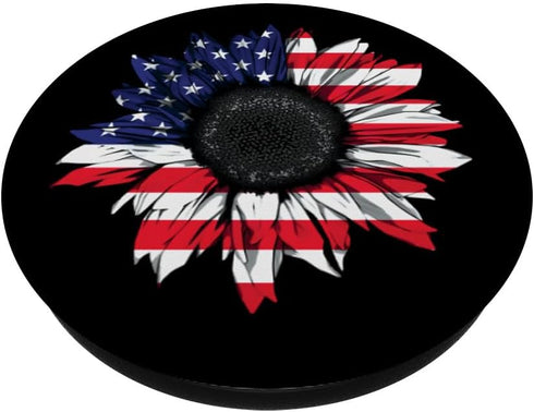 Cute Trendy Patriotic Sunflower American USA Flag Floral PopSockets Standard PopGrip