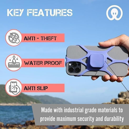 Pulpo Anti-Drop Smartphone Leash, Safety Phone Harness with Retractable Fiber Cord Clip