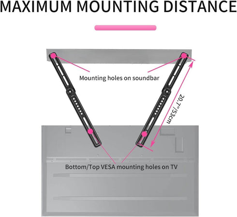 Universal Sound Bar TV Mount Bracket by XINLEI SBR301, Fits Most 23 to 65 Inch TVs, Up to 22 lbs