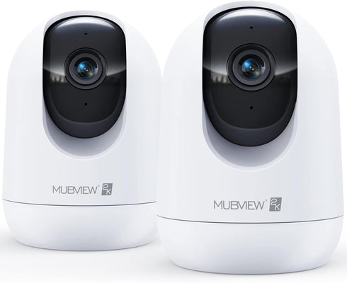 MUBVIEW Cameras for Home Security, 2.4G WiFi 2K Indoor Wired Baby/Pet Camera with Night Vision, 24/7 Record, 2-Way Audio
