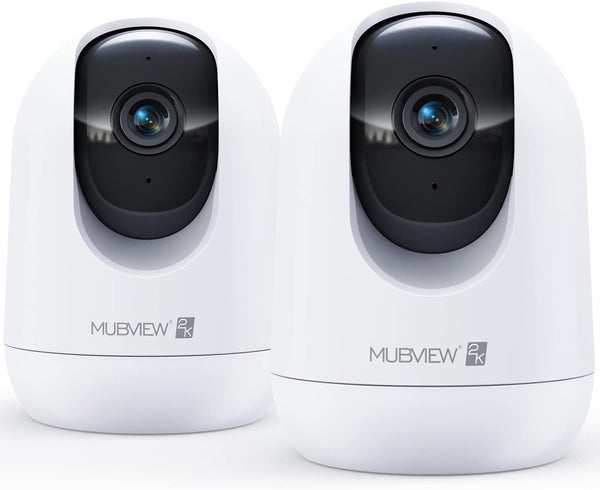 MUBVIEW Cameras for Home Security, 2.4G WiFi 2K Indoor Wired Baby/Pet Camera with Night Vision, 24/7 Record, 2-Way Audio