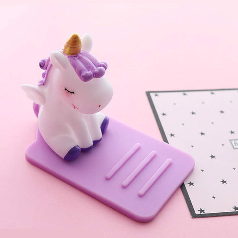 ZOSTLAND Cute Unicorn Fly Horse Phone Holder, Adjustable Stand, Creative Cartoon Desktop Phone Stand - Unicorn Purple
