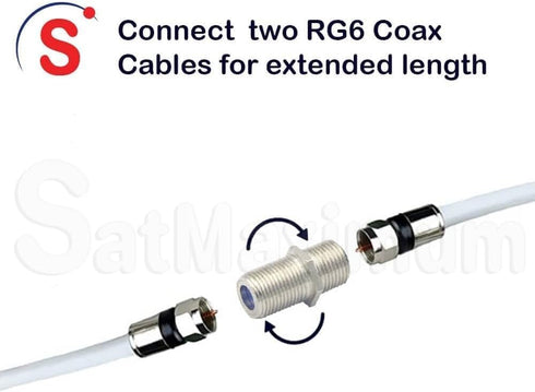 F81 F Female to Female Coupler F-Type Adapter Connector for RG6 Coax Cable, 10/20/30/50/100 Pack (50)