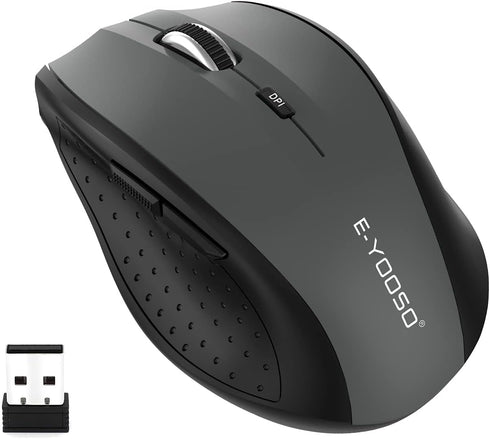 E-YOOSO Wireless Mouse, 18 Months Battery Life Cordless Mouse, 5 Level 4800 DPI for Laptop, PC